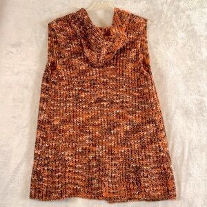 ii sisters loose knit hooded cardigan open front sweater vest size medium